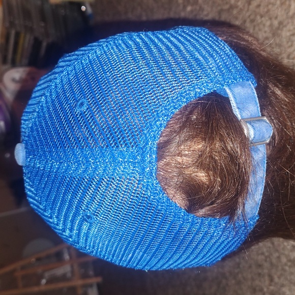 Pabst Blue Ribbon Beer Embroidered Blue Trucker Mesh Strapback Hat - Picture 5 of 9